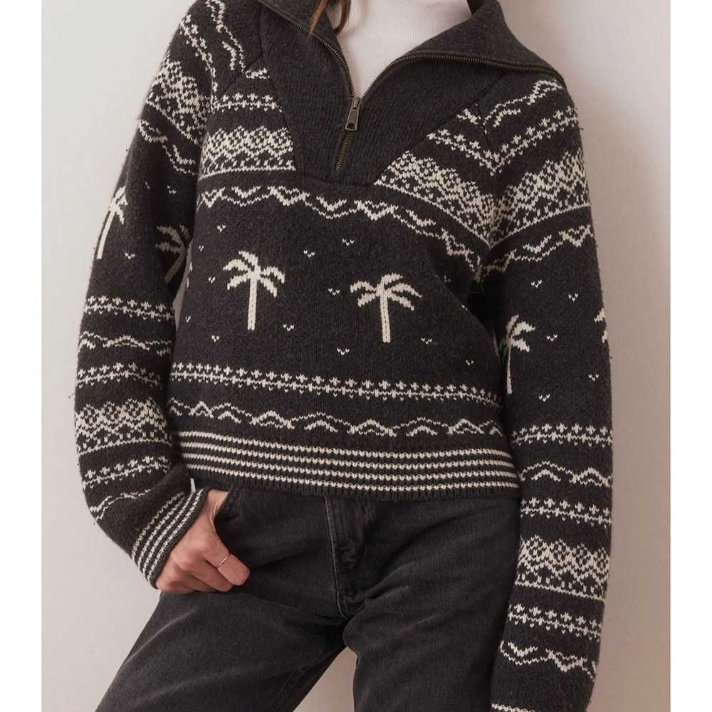 Whitney Fair Isle Quarter Zip Sweater